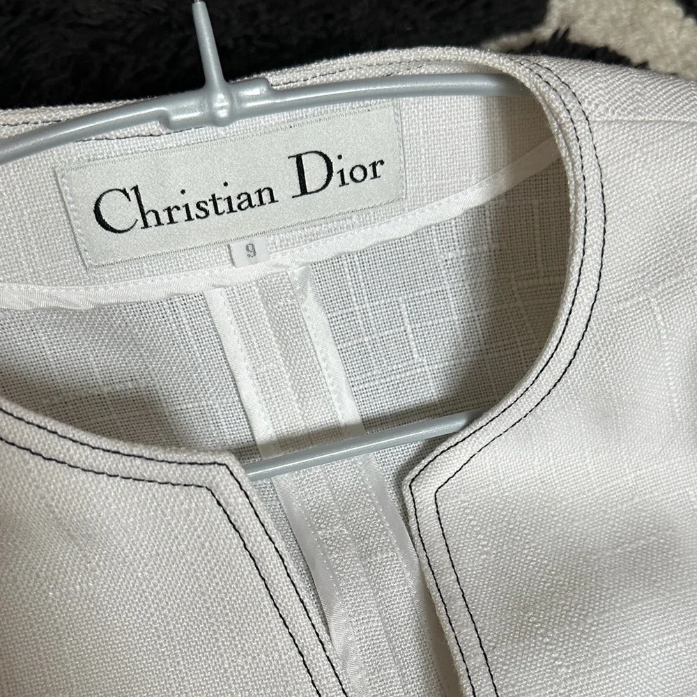 Dior White Short Sleeve Blazer with Shoulder Pads